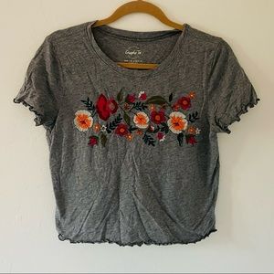 Hollister embroidered floral crop top